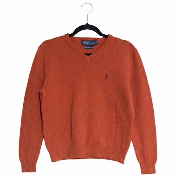 Ralph Lauren Sweaters - Ralph Lauren Women's V-Neck Sweater 100% Lambs Wool in Orange